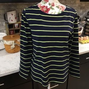 GAP Factory Knit Top Blue & Lime Green Stripe Sz S